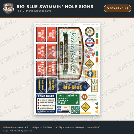 Alpine Railworks 30955O O Scale Roadside Attraction Signs - Blue Whale