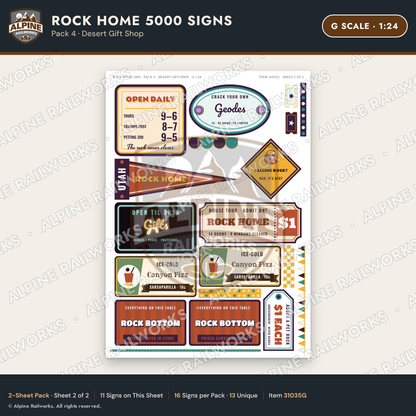 Alpine Railworks 31035G G Scale Roadside Signs - Cliff Rock House