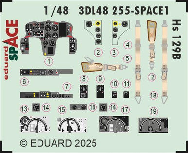 Eduard 3DL48255 1/48 HS 129B SPACE SPACE for TAKOM