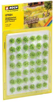 Noch 7034 All Scale Grass Tufts Mini Set -- Green Field Plants 1/4" 6mm pkg(42)