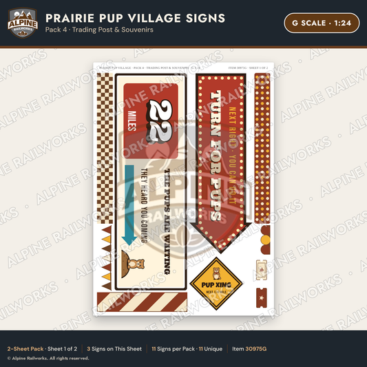 Alpine Railworks 30975G G Scale Roadside Signs - Prairie Dog Town