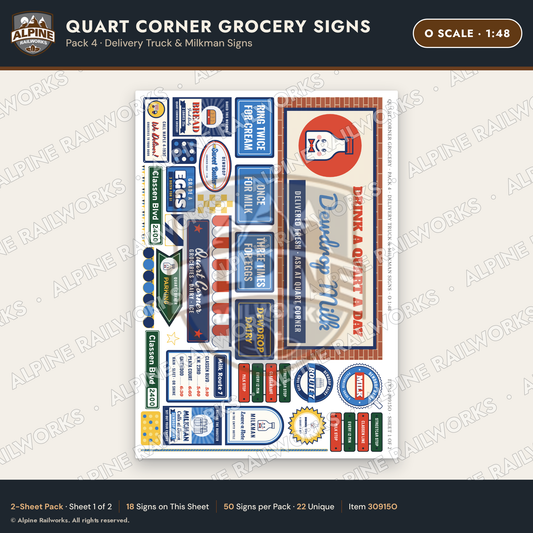 Alpine Railworks 30915O O Scale Roadside Signs - Milk Bottle Grocery