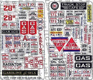 Blair Line 53 N Scale Storefront & Advertising Signs -- Service Station/Automotive