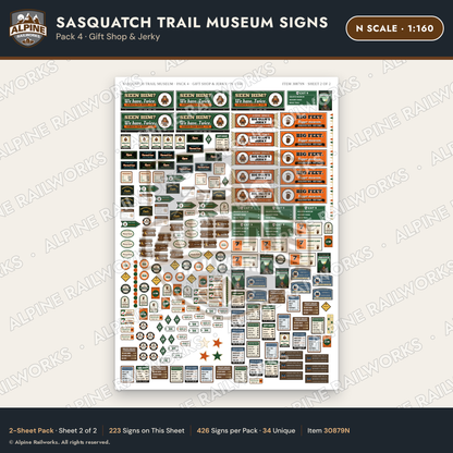 Alpine Railworks 30879N N Scale Roadside Signs - Bigfoot Museum