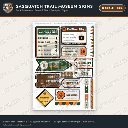 Alpine Railworks 30876G G Scale Roadside Signs - Bigfoot Museum