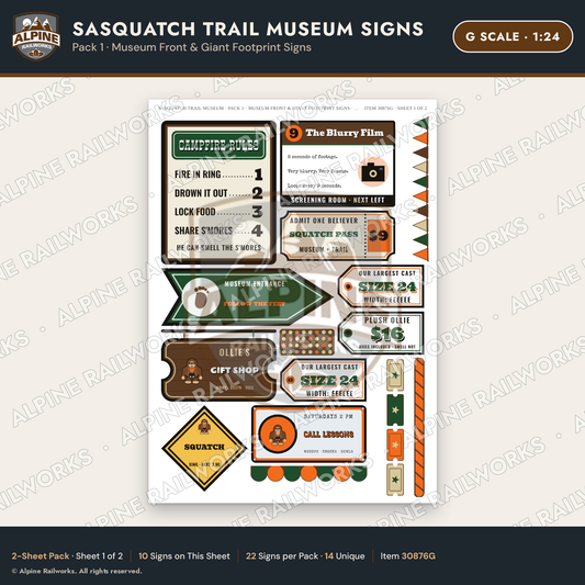 Alpine Railworks 30876G G Scale Roadside Signs - Bigfoot Museum
