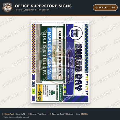 Alpine Railworks 30673G G Scale Office Superstore Signs - Clearance