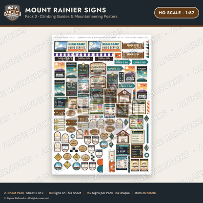 Alpine Railworks 30736HO HO Scale Tourist Signs - Mount Rainier