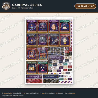 Alpine Railworks 30013HO HO Scale Carnival Signs - Fortune Teller