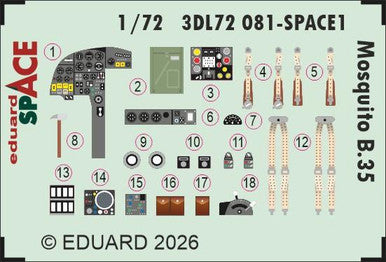 Eduard 3DL72081 1/72 Mosquito B.35 SPACE SPACE for AIRFIX