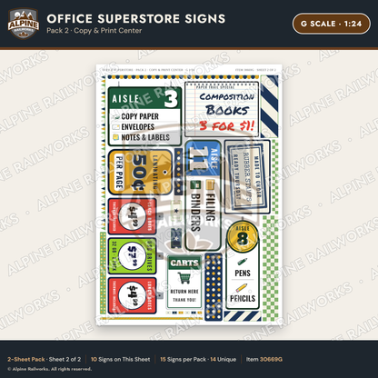 Alpine Railworks 30669G G Scale Office Superstore Signs - Copy