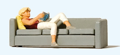 Preiser 28179 HO Scale Recreation & Sports Woman Reading on Sofa