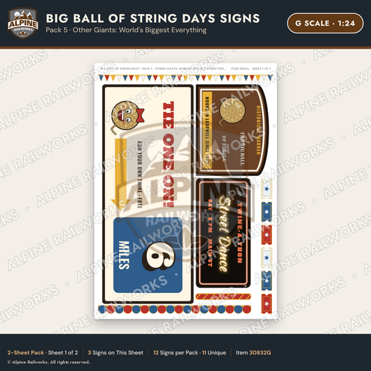 Alpine Railworks 30832G G Scale Roadside Signs - Giant Ball of Twine