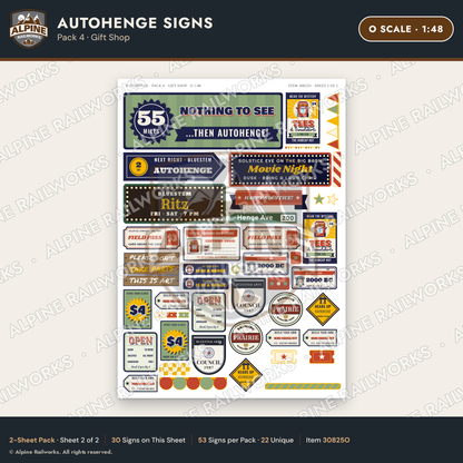 Alpine Railworks 30825O O Scale Roadside Attraction Signs - Car Henge