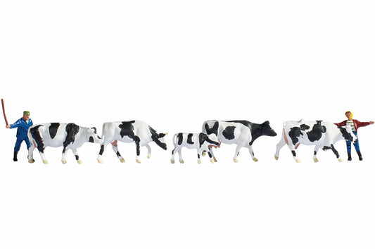 Noch 15724 HO Scale Cows Figure Set, 5 Cows & 2 Herders