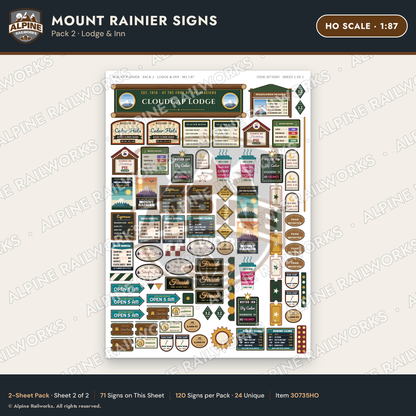 Alpine Railworks 30735HO HO Scale Tourist Signs - Mount Rainier