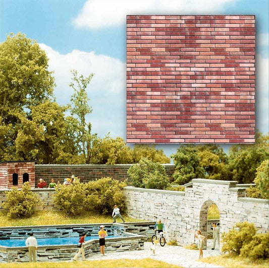 Busch 7425 HO/TT Scale Red Brick Decorative Panels, pkg(2)