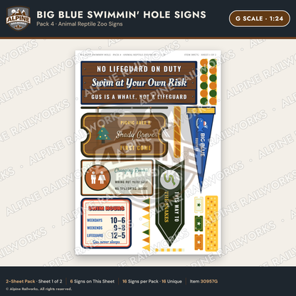 Alpine Railworks 30957G G Scale Roadside Attraction Signs - Blue Whale