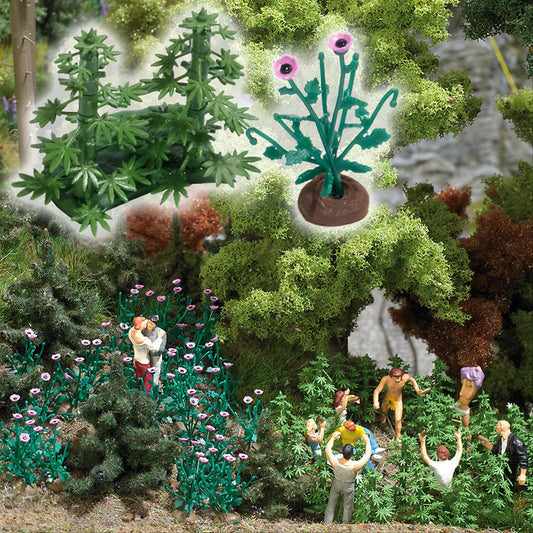 Busch 1250 HO Scale Hemp & Poppy Plants Kit