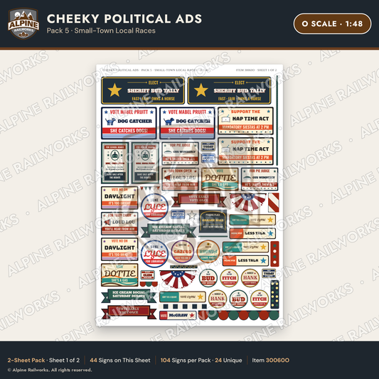 Alpine Railworks 30060O O Scale Cheeky Political Ads