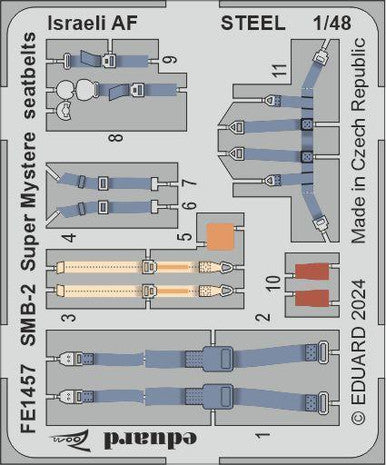 Eduard FE1457 1/48 SMB-2 Super Mystere Seatbelts Israeli AF STEEL for