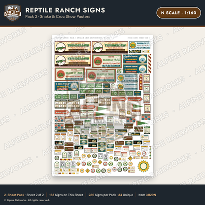 Alpine Railworks 31129N N Scale Roadside Signs - Reptile Zoo