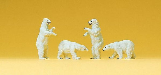 Preiser 79716 N Scale Animals Polar Bears pkg(4)
