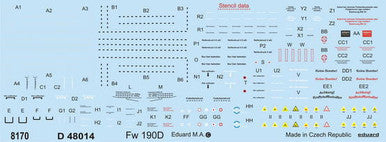 Eduard D48014 1/48 Decal Fw 190D Stencils