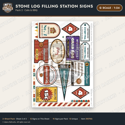 Alpine Railworks 31075G G Scale Roadside Signs - Petrified Wood