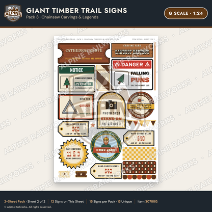 Alpine Railworks 30788G G Scale Roadside Signs - Lumberjack Redwoods