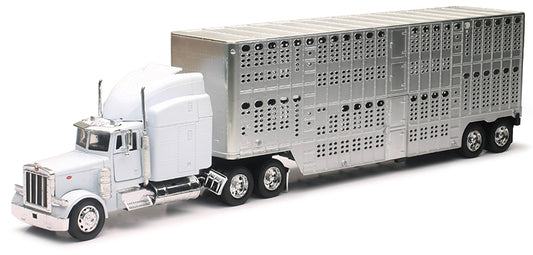 New Ray 12073B-WT 1/32 Peterbilt 379 White, Livestock Trailer