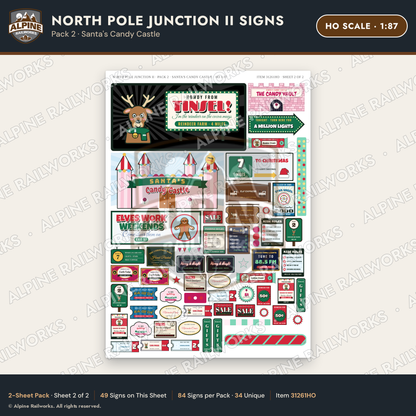 Alpine Railworks 31261HO HO Scale Christmas Town Signs - Candy Castle