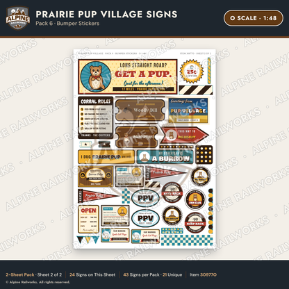 Alpine Railworks 30977O O Scale Roadside Signs - Prairie Dog Town