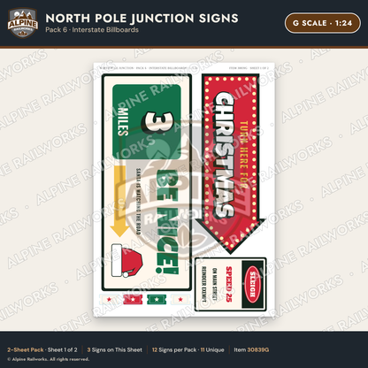 Alpine Railworks 30839G G Scale Roadside Signs - Christmas Town