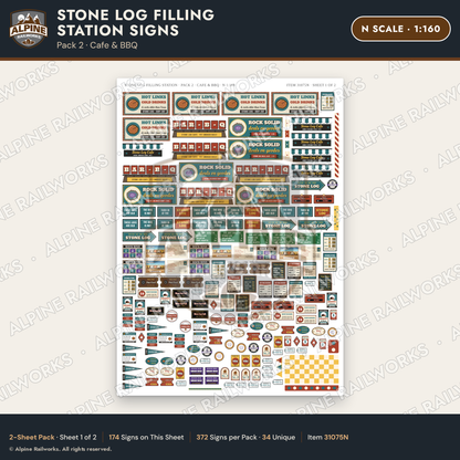 Alpine Railworks 31075N N Scale Roadside Signs - Petrified Wood