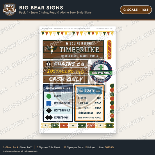 Alpine Railworks 30733G G Scale Tourist Signs - Big Bear Lake