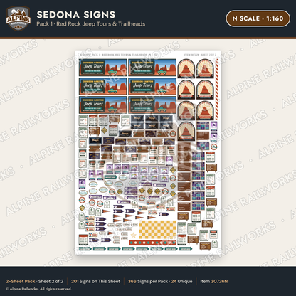 Alpine Railworks 30726N N Scale Tourist Signs - Sedona