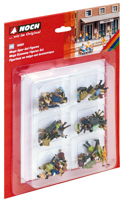 Noch 18401 HO Scale Mega Economy Figure Set, 60-Pack