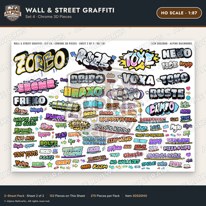 Alpine Railworks 30520HO HO Scale Wall & Street Graffiti Cut-Outs