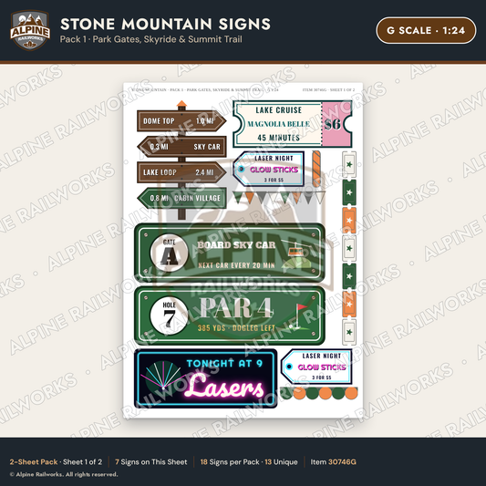 Alpine Railworks 30746G G Scale Tourist Signs - Stone Mountain