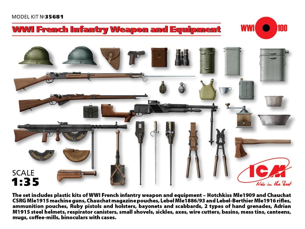 ICM Models 35681 1/35 WWI French Infantry Weapons & Equipment