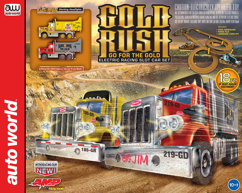 Auto World SRS357 1/64 Gold Rush Go Slot Car Set | Auto World Racing
