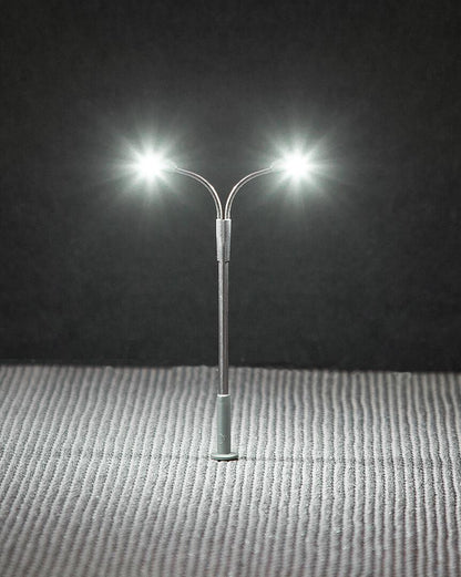 Faller 272221 N Scale LED Two-Arm Streetlight, Cold White