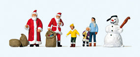 Preiser 79226 N Scale Christmas Figures 2 Santas, Children, Snowman