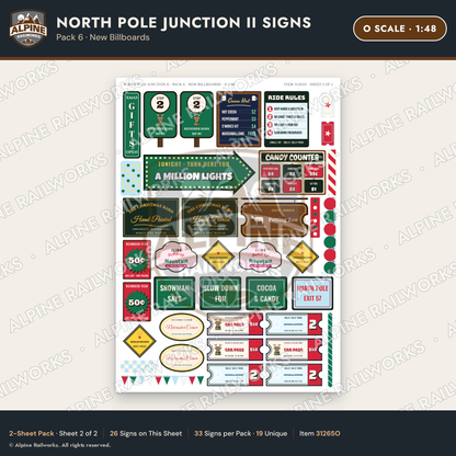 Alpine Railworks 31265O O Scale Christmas Town Signs - New Billboards