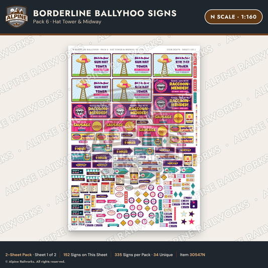 Alpine Railworks 30547N N Scale Roadside Signs - Border Tourist Stop