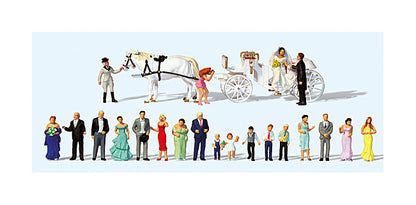 Preiser 13011 HO Scale Wedding Reception with Horse-Drawn Carriage