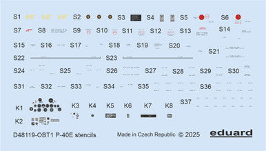 Eduard D48119 1/48 P-40E Stencils DECAL48 for EDUARD Kit