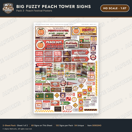 Alpine Railworks 30932HO HO Scale Roadside Signs - Peach Water Tower