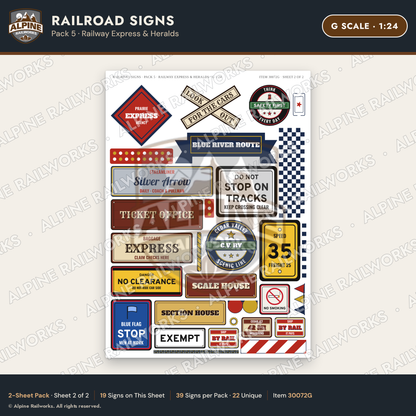 Alpine Railworks 30072G G Scale Railroad Signs - Railway Express